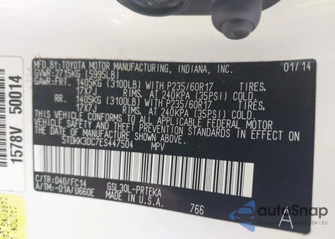 2014 Toyota Sienna Le V6 8 Passenger from USA, damaged, VIN 5TDKK3DC7ES447504